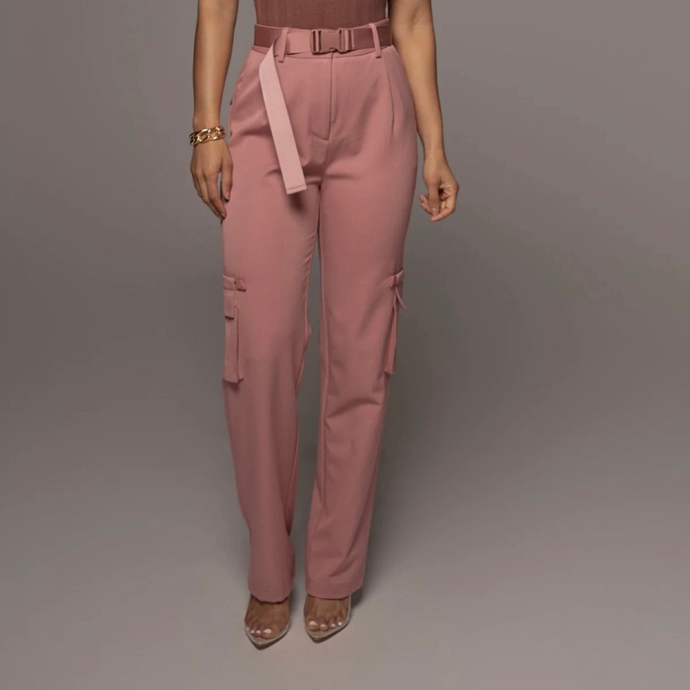 Chocolate Brown Fitted Cargo Pants